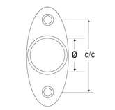 END FLANGE FOR ROUND TUBE CHROME PLATED OVAL FLANGE 19MM