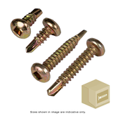 SELF DRILLING METAL SCREW PAN HEAD SQ DRV Z/Y 6-20 X 12MM BOX OF 1000