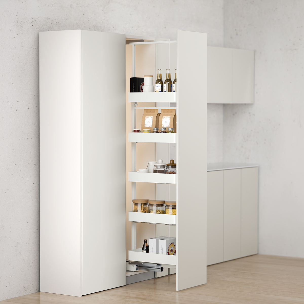 Modar Pull Out Pantry 450CW 1550-1870mm White