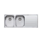 Oliveri Flinders Project Sink Double Bowl Left 1 Tap Hole 1200 x 480mm Stainless Steel