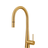 OLIVERI ESSENTE PULL OUT GOOSENECK MIXER TAP 316SS BRUSHED GOLD