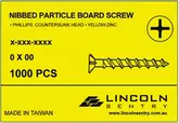 LS SCREW PARTICLE BOARD NIB PHILLIPS CSK 65MM X 4.8MM YELLOW ZINC 1000