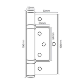 KNIGHT ST3 FAST FIX HINGE 304 SSS INC SCREW ALUMINIUM FIX 100X70X2.5MM