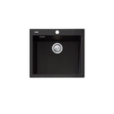 OLIVERI SANTORINI BLACK SINGLE LRG BOWL TOPMOUNT SINK & OF 1TH