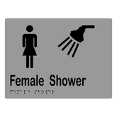SIGNAGE FEMALE SHOWER BRAILLE STAINLESS STEEL