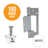 HEAVY DUTY ALUMINIUM DOOR HINGE & SCREWS PACK WHITE 100PC