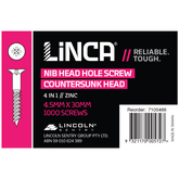 Head Hole Screws CSK 4 in 1 4.5 x 30mm Zinc - Box of 1,000