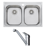 TRADITIONAL SINK & TAP D/BOWL U/MOUNT SINK SQUARE LEVER MIXER