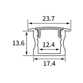 MODAR LED PROFILE 2515 RECESSED 23.7X15.7MM SILVER FROST CVR X 2 METRE