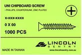 LS SCREW UNI CHIPBOARD PHILLIPS CSK 25MM X 4.0MM ZINC PLATED 1000