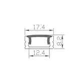 MODAR LED PROFILE 1707 SURFACE MOUNT 17.4X8.2MM BLK FROST CVR 3 METRE