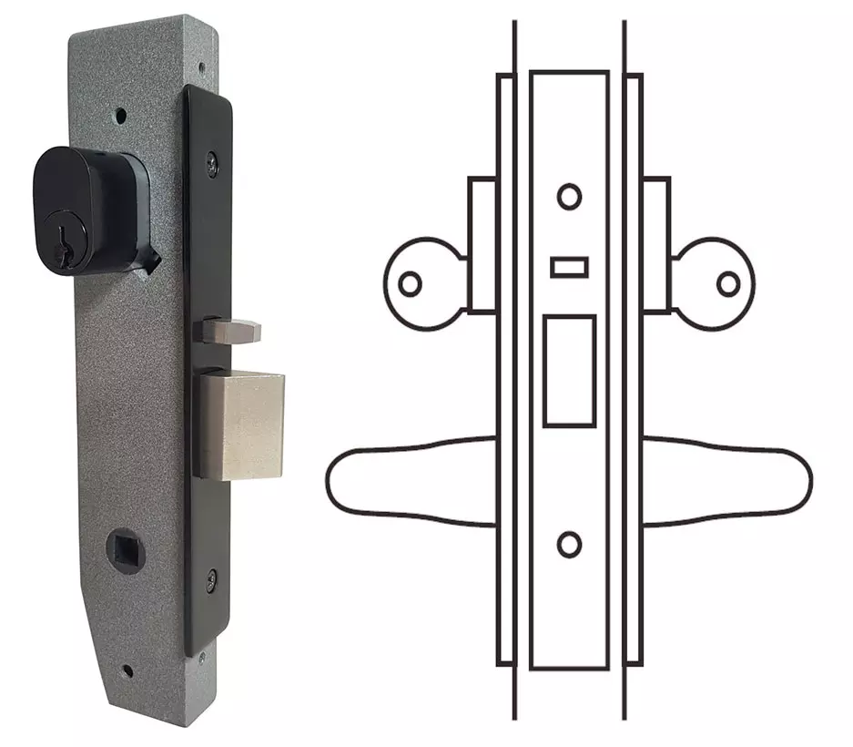 995 Mortice Lock Kit 23Mm Pc Black Entry Lock Kit Double Cyl