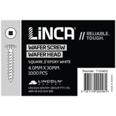 Screws Wafer Head Square 4mm x 30mm Epoxy White - Box of 1,000