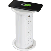 MODAR POP UP POWER SOCKET 3 PWR 1 USB WIRELESS CHARGING WHITE