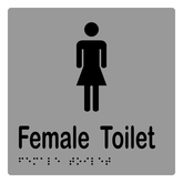 SIGNAGE FEMALE TOILET BRAILLE STAINLESS STEEL