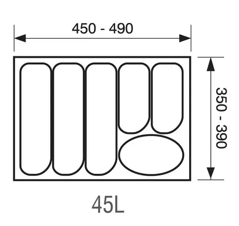 AGOFORM FUTURA CUTLERY TRAY 450MM 350-390MM WHITE