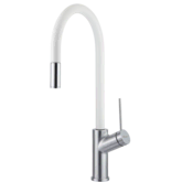 OLIVERI VILO PULL OUT MIXER TAP WHITE/SATIN CHROME