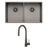 VOGUE SINK & TAP DOUBLE BOWL GUNMETAL SINK PULL OUT GOOSE NECK MIXER