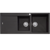 OLIVERI SANTORINI BLACK 1&3/4 BOWL SINK W/ DRAINER & OF RHB 1TH