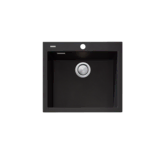 OLIVERI SANTORINI BLACK SINGLE LRG BOWL TOPMOUNT SINK & OF 1TH