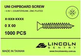 LS SCREW 4IN1 UNI CHIPBOARD CSK 20MM X 4.0MM ZINC PLATED 1000
