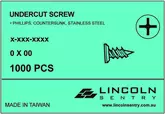 SCREW UNDERCUT PHILLIPS CSK 10 X 8 X 3/4 STAINLESS STEEL T 1000