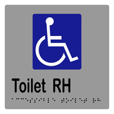 SIGNAGE ACCESSIBLE TOILET BRAILLE RIGHT HAND STAINLESS STEEL