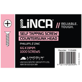 Self Tapping Screws CSK Phillips 3.5 x 19mm Zinc - Box of 1,000