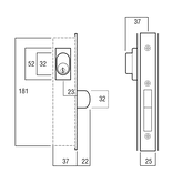 Lockwood Lock Cylinder/Lever 22mm Projection Satin Chrome