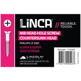 Head Hole Screws CSK NIB Phillips 4.5 x 65mm Zinc - Box of 1,000