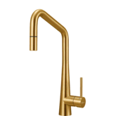 OLIVERI ESSENTE PULL OUT SQUARE GOOSENECK MIXER TAP 316SS BRUSHED GOLD
