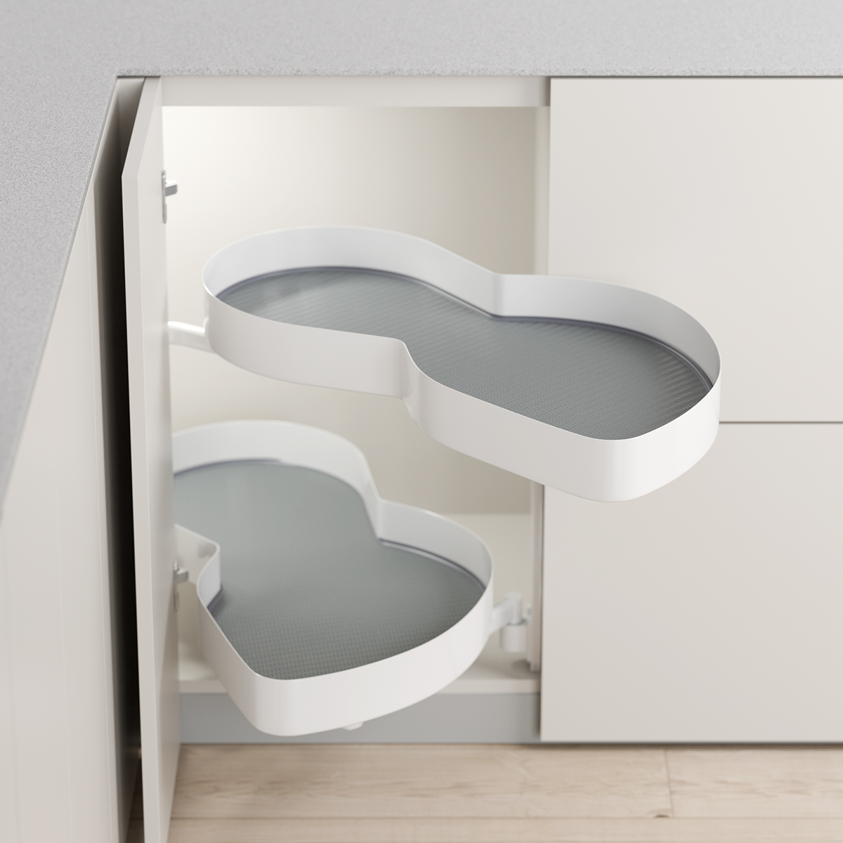 Modar Corner Swing Tray 800CW Left Opening White