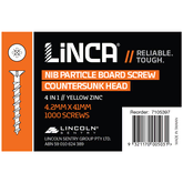 Particle Board Screws CSK NIB 4 in 1 4.2 x 41mm Yellow Zinc - Box of 1,000