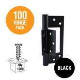 HEAVY DUTY ALUMINIUM DOOR HINGE & SCREWS PACK BLACK 100PC