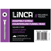 Assembly Screws Square 4mm x 45mm Yellow Zinc - Box of 1,000