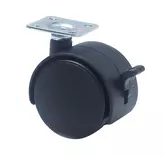 CASTOR SQUARE PLATE WITH BRAKE BLACK 50MM WHEEL 38 X 38 X 2MM
