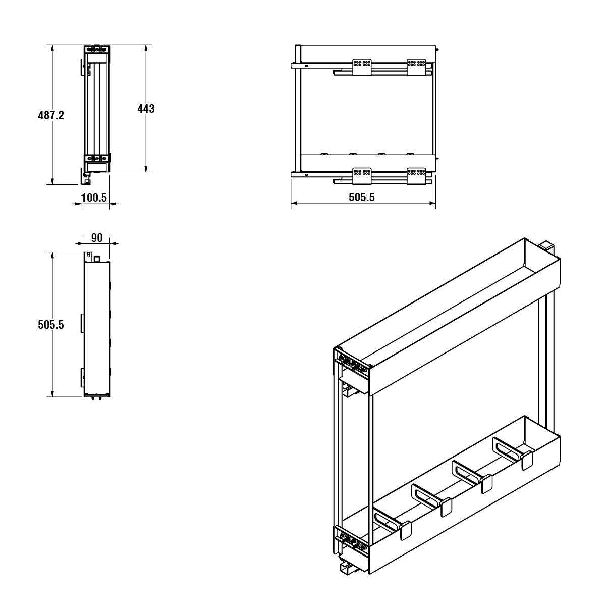 Modar Slim Pull Out 150CW 2 Tier White