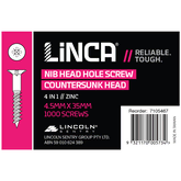 Head Hole Screws CSK 4 in 1 4.5 x 35mm Zinc - Box of 1,000
