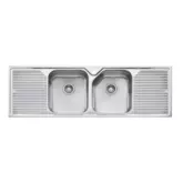 NU PETITE SINK NP653 1550MM DOUBLE BOWL WITH DRAIN 1TH STAINLESS STEEL
