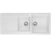 OLIVERI SANTORINI WHITE 1&3/4 BOWL SINK W/ DRAINER & OF RHB 1TH