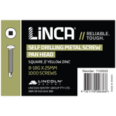 Self Drilling Screws Pan Head Square 4.1 x 25mm Yellow Zinc - Box of 1,000