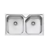 NU PETITE SINK NP663 875MM DOUBLE BOWL-MAIN & 5 SIDE 1TH