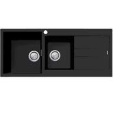 OLIVERI SANTORINI MATTE BLACK 1&3/4 BOWL SINK W/ DRAINER & OF LHB 1TH