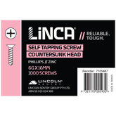 Self Tapping Screws CSK Phillips 3.5 x 16mm Zinc - Box of 1,000