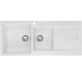 OLIVERI SANTORINI WHITE 1&3/4 BOWL SINK W/ DRAINER & OF LHB 1TH