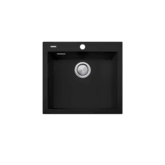OLIVERI SANTORINI MATTE BLACK SINGLE LRG BOWL TOPMOUNT SINK & OF 1TH