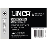 Screws Wafer Head Phillips 4mm x 50mm Epoxy White - Box of 1,000