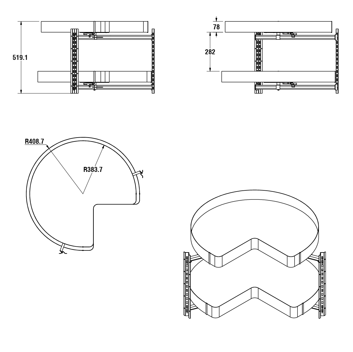 Modar Lazy Susan Pro 900mm White