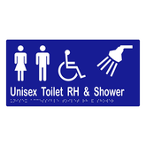 SIGNAGE UNISEX ACCESSIBLE TOILET/SHOWER BRAILLE RIGHT HAND VINYL