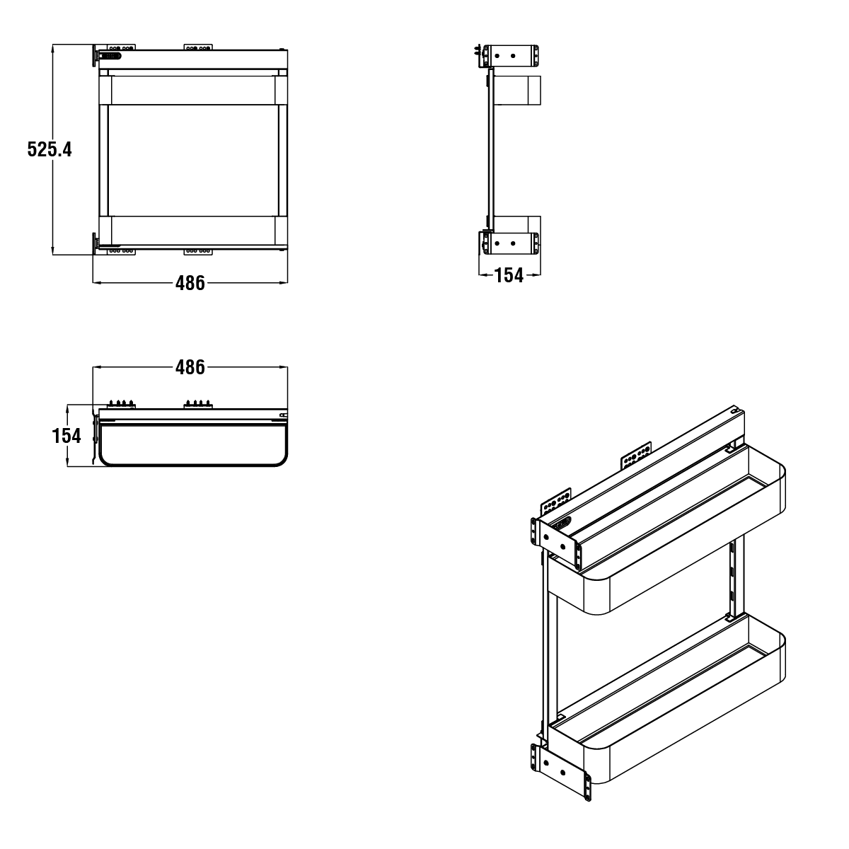 Modar Side Pull Out 200CW White